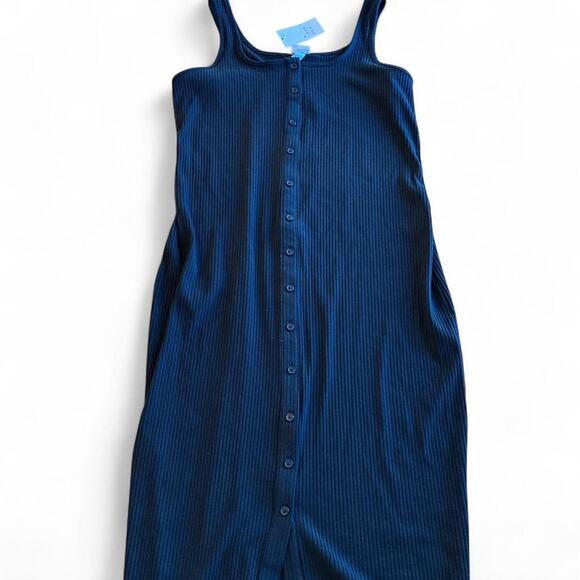 Black Ribbed Midi Dress - Picture 1 of 3